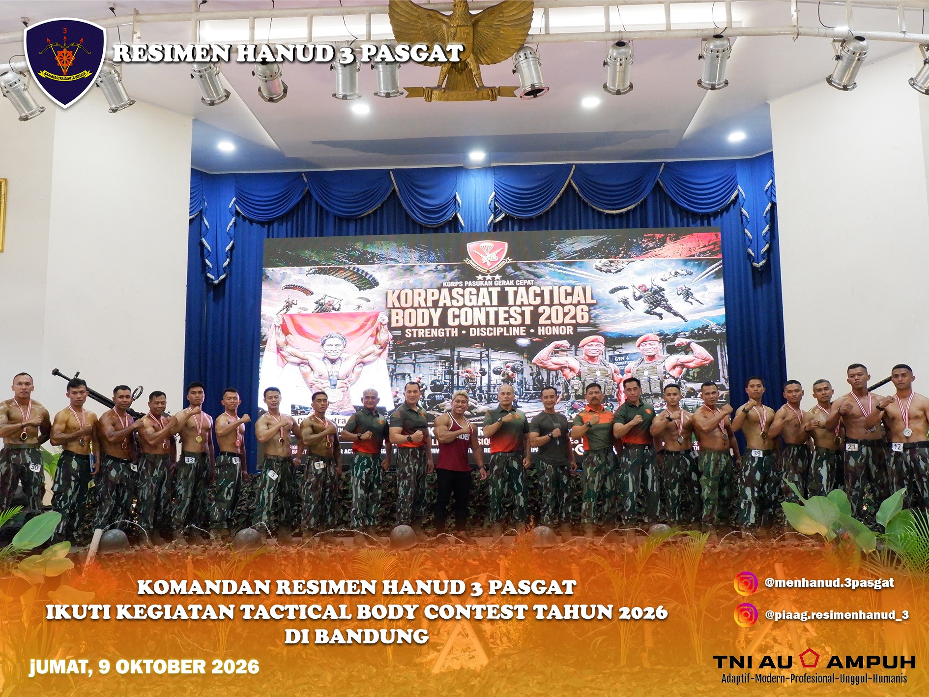 Komandan Resimen Hanud 3 Pasgat Ikuti kegiatan Tactical Body Contest Tahun 2026 Di Bandung